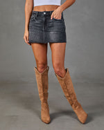 Dannie Denim Frayed Hem Mini Skirt