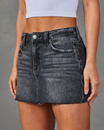 Dannie Denim Frayed Hem Mini Skirt