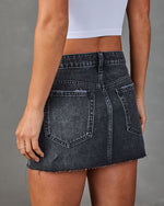 Dannie Denim Frayed Hem Mini Skirt
