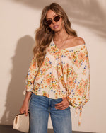 Caysie Floral Cuff Tie Blouse