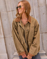 Joanne Twill Cotton Corduroy Trim Barn Jacket