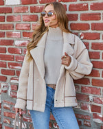 Iylah Contrast Trim Sherpa Coat