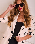 Love You Always Contrast Heart Print Blazer