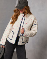 Warm Hearts Quilted Heart Print Jacket