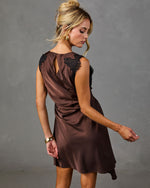 Darling Story Satin Lace Trim Mini Dress