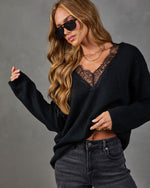 Courtyard Morning Knit Lace Trim Sweater
