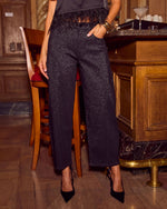 Warren Stretch Lurex High Rise Barrel Jeans