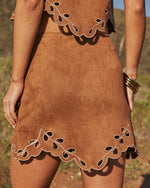 Boho Prairie Faux Suede Mini Skirt