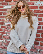 Taupe % Umah Ribbed Mock Neck Sweater-5