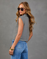 Hartleigh Striped Mock Neck Sleeveless Sweater