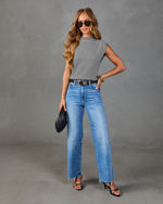 Hartleigh Striped Mock Neck Sleeveless Sweater