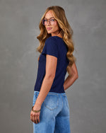 Ivy Season Knit Argyle Short Sleeve Top