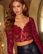 Wine % Aubrina Lace Corset Crop Blouse-1