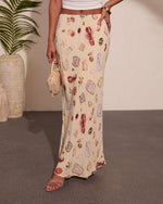 Cream Multi % Coastal Fresh Novelty Print Maxi Skirt-1
