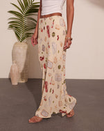 Cream Multi % Coastal Fresh Novelty Print Maxi Skirt-3