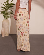 Cream Multi % Coastal Fresh Novelty Print Maxi Skirt-4