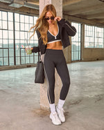 Game Face Contrast Trim Cropped Zip Up Jacket