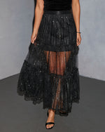 Twinkle Bliss Star Embellished Tulle Maxi Skirt