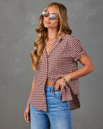 Josette Cotton Gingham Short Sleeve Top