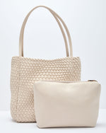 Ivory % Cenlie Textured Woven Leather Tote Bag-2
