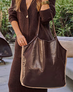 Indio Vegan Leather Sherpa Trim Tote Bag