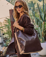 Indio Vegan Leather Sherpa Trim Tote Bag
