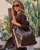 Indio Vegan Leather Sherpa Trim Tote Bag