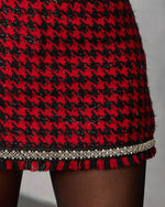 Fionne Frayed Rhinestone Trim Plaid Mini Skort