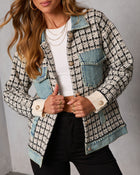 Cozy Together Tweed Denim Panel Button Up Coat
