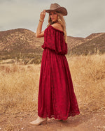 Serafina Floral Lace Off the Shoulder Maxi Dress