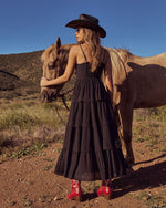 Black % Andy Bustier Flyaway Tunic Top-