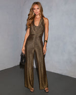 Soft Spark Metallic Halter Jumpsuit