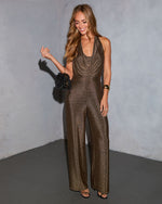 Soft Spark Metallic Halter Jumpsuit