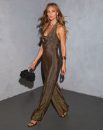 Soft Spark Metallic Halter Jumpsuit