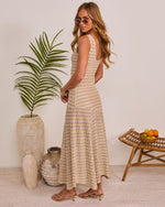 Sunlit Joy Drop Waist Chevron Print Maxi Dress