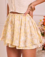Yellow % Petal Perfect Floral Satin Mini Skort-3