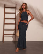 Sunlit Shore Smocked Halter Neck Tie Top