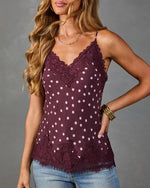 Just Lovely Polka Dot Lace Trim Cami