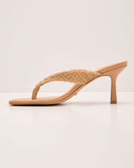 Sunlit Coast Raffia Thong Heel Sandal