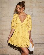 Paulette Floral Crochet Lace Mini Dress