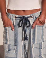 Grayson Rigid Color Block Mid Rise Straight Leg Jeans