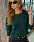 Hunter Green % Nevah Cable Knit Sweater-1