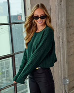 Hunter Green % Nevah Cable Knit Sweater-3