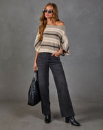 Bella Knit Striped Short Sleeve Sweater