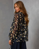 Rustic Bloom Printed Neck Tie Top