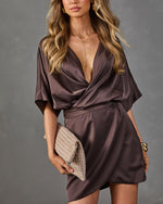 Halo Hour Wrap Satin Mini Dress