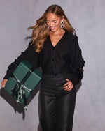 Cold Flame Metallic Knit Open Sleeve Cardigan