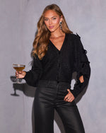 Cold Flame Metallic Knit Open Sleeve Cardigan