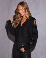 Cold Flame Metallic Knit Open Sleeve Cardigan