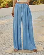 Sky Blue % Resort Stay Plisse Wide Leg Pants-2